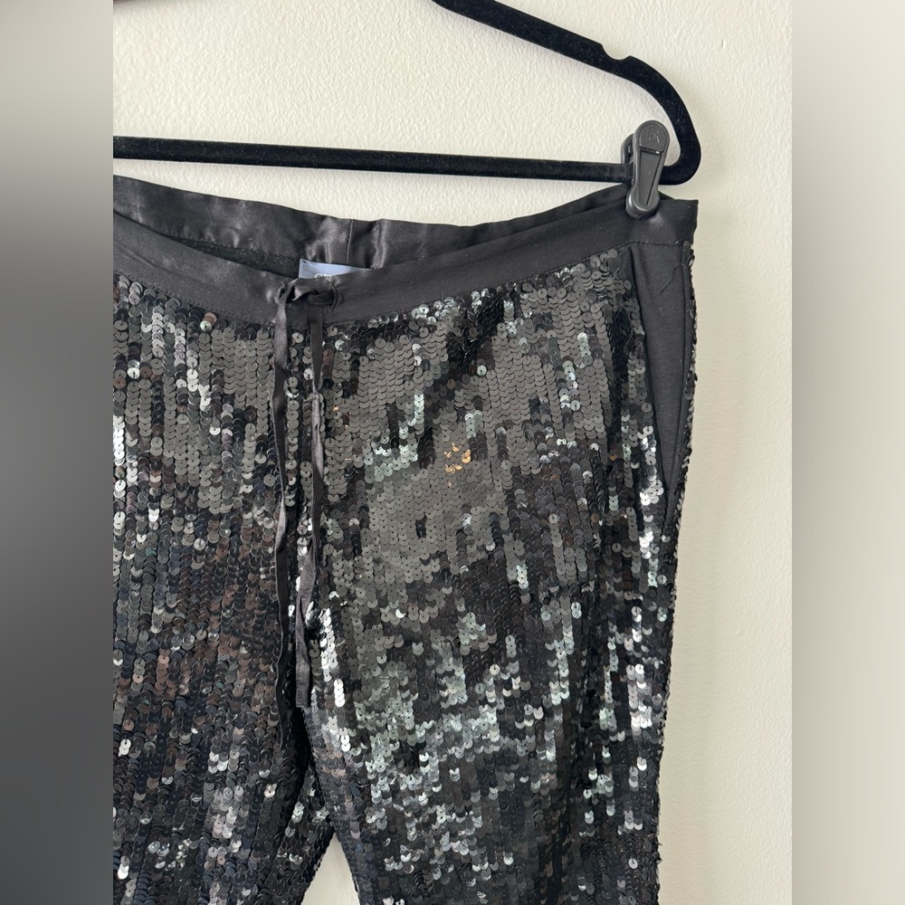 Gryphon Black Sequin Pants Drawstring w/ Pockets Women's XS - Picture 3 of 12